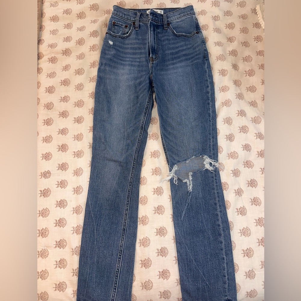 Abercrombie & Fitch Ripped Blue Boyfriend Jeans